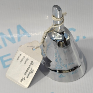 Premium Quality Brass <b>Hand</b> Bell Silver Finish Luxury Metal Ritual Temple Bell for Stylish Home Spiritual Decor At Best Prices - Product Image 2