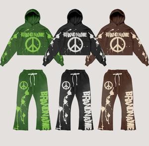 Conjunto de Pantalones y Sudadera con Estampado Personalizado de Fábrica, Bajo MOQ, Alta Calidad, Sudadera Corta y Pantalones para Mujer - Product Image 3