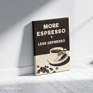 Impression sur toile pour cuisine, impressions de slogans sur le café, plus d'espresso moins de dépresso, décoration murale moderne pour boissons - Product Image 2