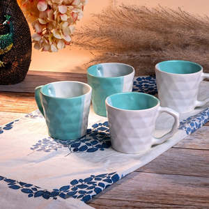 Diamond Blue and White Ceramic <b>Tea</b> <b>Cup</b> <b>Set</b> of 4 - Product Image 5