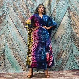 Belle Nouveau Kimono Robe D'été Surdimensionné Vacances Look Boho Festival Bohème Boho Chic À La Mode Femmes Tie Dye Kimono - Product Image 1