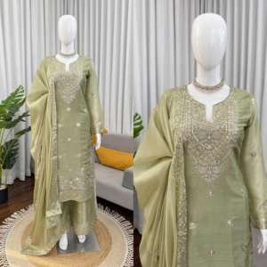 Elegante Salwar Kameez de seda bordado JMC, diseño étnico para fiestas, atuendo tradicional de boda para mujer, última moda. - Product Image 5