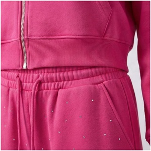 Women Pink Dot Print Hooded Tracksuit <b>Full</b> <b>Zip</b> <b>Sweatshirt</b> & Wide Leg Pants Casual Loose Fit Autumn Wear - Product Image 5