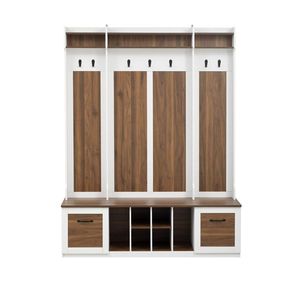 Appendiabiti da ingresso in metallo da 58,8 cm con panca 5-in-1, 7 ganci robusti, 2 cassetti spaziosi e ripiani regolabili - Product Image 5