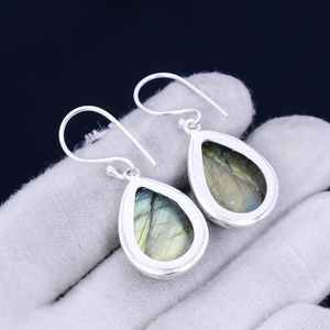 Pendientes de Labradorita con Piedras Naturales, Hechos a Mano, Plata de Ley 925, Joyería Colgante para Mujer, Venta al Por Mayor - Product Image 4