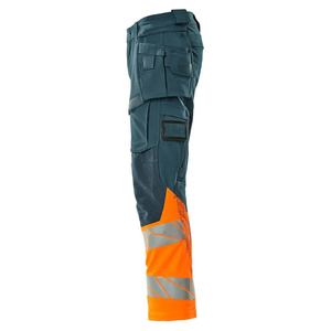 Pantalon de travail utilitaire en tissu ripstop polyester renforcé, haute visibilité, réfléchissant, sur mesure OEM - Product Image 2