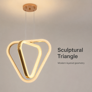 Modern Metal And Acrylic Tri Color Led Chandelier Adjustable Height <b>Triangle</b> Design For Dining Room And Living Room - Product Image 2