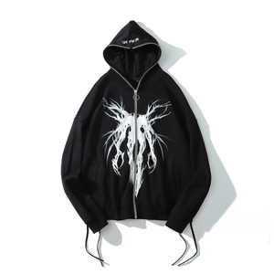 Custom Logo Graphic Skeleton Print Zip Up Hoodie Heavyweight 100% Cotton Streetwear Apparel Manufacturer Factory OEM Supplier - Product Image 1