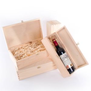 Boîte à vin en bois sur mesure avec couvercle coulissant pour un emballage cadeau de luxe et une présentation de vin haut de gamme - Product Image 1