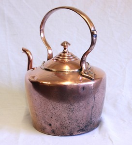 Bouilloire à thé en cuivre de qualité supérieure avec bec long et élégant, poignée latérale décorative en cuivre, couvercle assorti, corps arrondi - Product Image 5