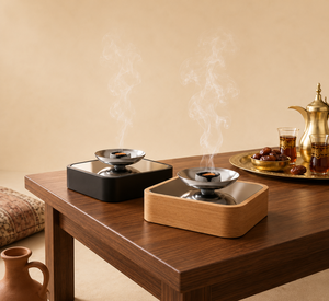 Brûleur d'encens Bakhoor moderne en bois Mabkhara avec bol en métal pour la maison, parfum Oud arabe, brûleur d'Oud arabe - Product Image 2