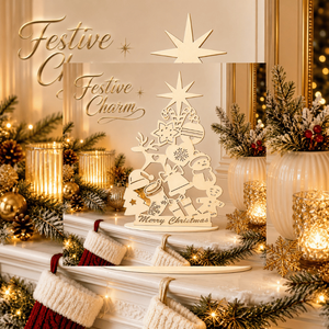 Elegante Decoración Navideña de Madera con Corte Láser para Mesa |   Adorno Navideño de Feliz Navidad |   Decoración Festiva para el Hogar y Artículos de Regalo - Product Image 3