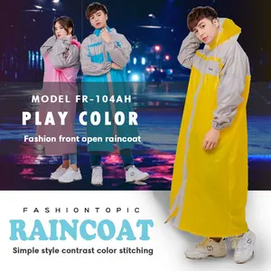 OEM Grade Rider Color Player Waterproof Long Sleeve Cuff Rain Poncho PVC Rainwear Clear Plastic Raincoat