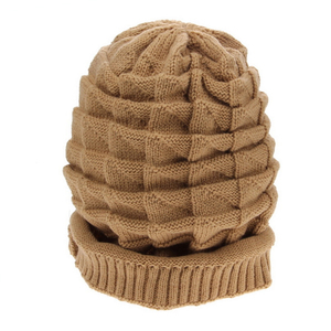 WORK N SHINE SPORTS UNISEX BROWN SLOUCHY DOBBY KNIT BEANIE HAT with VISOR BRIM WINTER CAP EMBROIDERY - Product Image 5