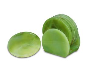 High Quality Hand-Carved Light Green Onyx Coaster Set Multi-Faceted Engraved <b>Plaque</b> ISO Certified <b>Home</b> Decoration Great Price! - Product Image 3