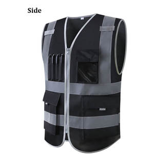 Chaleco reflectante de seguridad, chaleco de construcción, ropa de seguridad, chaleco de trabajo, chaleco negro con múltiples bolsillos - Product Image 2