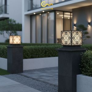 Victorian Floral LED Gate Pillar <b>Light</b> Vietnam CM Decor Outdoor Villa Garden Black E27 IP65 Metal <b>Post</b> Lamp AC 220V (±10%) - Product Image 5