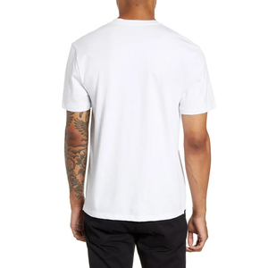 T-shirt décontracté pour homme, col rond, manches courtes, 100% coton, blanc uni, coupe classique, toile respirante, écologique - Product Image 4