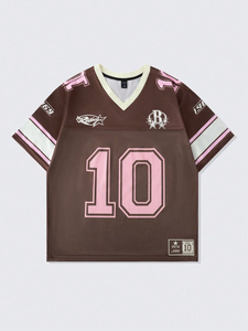Camiseta Deportiva de Malla Estilo Varsity Retro Beige con Número 00, Personalizable para Equipos, Venta al Por Mayor OEM - Product Image 4