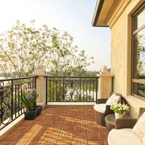 27pcs Wood Interlocking Deck Tiles 11.8"x11.8" Waterproof Indoor Outdoor Flooring Patio Wood Decking for Patio Use - Product Image 5