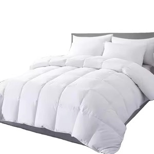 Ensemble de couette simple en coton uni, garnissage en duvet de canard 400TC, anti-acariens - Product Image 1