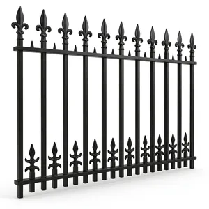 Paneles de Cerca de Hierro con Diseño Ornamental Clásico Pintados de Negro para Cercas de Seguridad Residenciales - Product Image 5