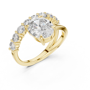 Anillo de Compromiso y Boda SATVIK RATNA con Diamante Ovalado de 2 Quilates Cultivado en Laboratorio, Oro de 18K, Certificado IGI, Diseño Moderno - Product Image 3