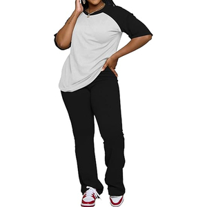 Women Comfortable Matching Outfit Loose Fit Short Sleeve Drawstring T Shirt <b>Pants</b> Casual for Wear <b>Summer</b> Set - Product Image 5