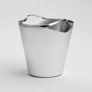 Seau à glace en cuivre martelé fait main avec poignées en anneau, style vintage, pour boissons et champagne, en gros, à vendre - Product Image 2