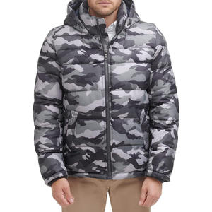 High quality Men's Camouflage Hooded Puffer Jacket Windproof Thick Polyester Winter Casual <b>Coat</b> with Zipper Closure Regular Fit - Product Image 1