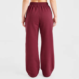 Pantalon de jogging en molleton de coton athlétique pour femme, coupe oversize, jambe large, style droit, vente en gros pour la saison d'automne, motif uni - Product Image 6