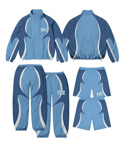 Wholesale 100% Cotton Printed Solid Jogging Tracksuit Men's <b>Zip</b>-<b>Up</b> <b>Jacket</b> Nylon Windbreaker Custom Logo Streetwear Plus Size - Product Image 1