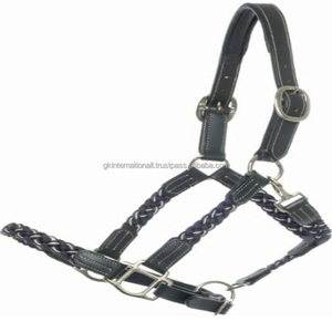 Cabestro de caballo de cuero trenzado a mano de diseño personalizado de Best Buy en herrajes de latón de cuero genuino marrón o marrón negro y costuras blancas - Product Image 5