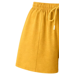 Conjunto de 2 Piezas Amarillo para Mujer, Top Corto sin Mangas con Cordón Ajustable y Pantalones Cortos, Tejido Sólido Transpirable, Casual, Primavera Verano - Product Image 5