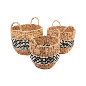 Juego de 3 Cestas de Almacenamiento y Macetas Hechas a Mano con Hierba Marina Natural, Cesta de Almacenamiento Ecológica Hecha en Vietnam - Product Image 1