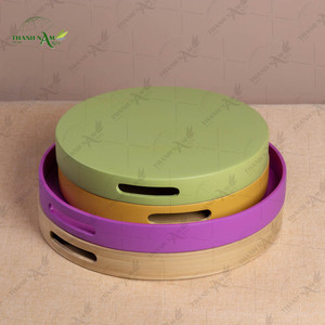 Bandeja Redonda de Mimbre Tejida a Mano |   Cesta Decorativa de Mimbre Natural, Ecológica, Apta para Lavavajillas y Contacto con Alimentos - Product Image 5