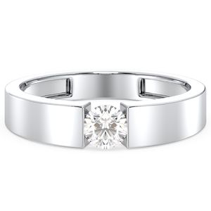 Bague REYES personnalisée en moissanite taille ronde en argent sterling 925 plaqué rhodium blanc 14K 18K, cadeau pour homme et femme - Product Image 1