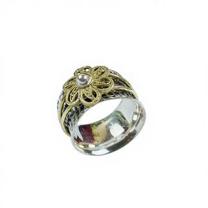 Anillo Giratorio de Plata de Ley 925 de Dos Tonos con Engaste de Bisel, para Alivio del Estrés, Meditación, Antiestrés, Clásico, Regalo para Boda, Compromiso, Aniversario - Product Image 1