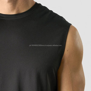 Prix de gros, logo personnalisé, débardeurs sans manches en polyester pour hommes, coupe ajustée, vêtements de sport, vêtements d'entraînement, vêtements de fitness pour hommes - Product Image 4