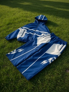 Custom Unisex Streetwear Track Suit 2 Piece Set Lightweight <b>Windproof</b> Waterproof Nylon Jacket and Jogger Pants - Product Image 1