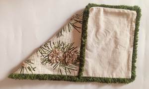 Embroidered Pinecone <b>Cushion</b> <b>Cover</b> Rectangle Cute Cartoon Eco-Friendly Handmade Customizable Cotton Blend Home Decor Green - Product Image 2