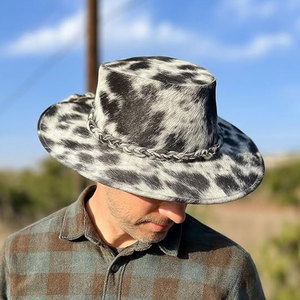 Leather Cowboy <b>Hat</b> Fashion <b>Western</b> <b>Hat</b> Premium Leather Material Comfortable Breathable Fit Daily Wear - Product Image 5