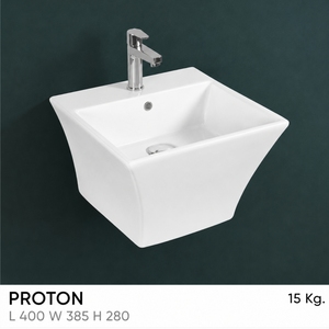 Lavabo Cuadrado Proton, Grifo Monomando de Pared con Diseño Minimalista y Acabado Cromado - Product Image 2