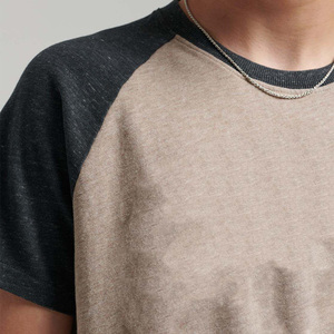 Camiseta de Manga Corta Raglán para Hombre, Personalizada, Lisa, de Dos Colores, Talla Grande, Transpirable, de Algodón y Fibra de Bambú, 220g, Corte Regular, de BE DOT GARMENTS ENTERPRISES - Product Image 4