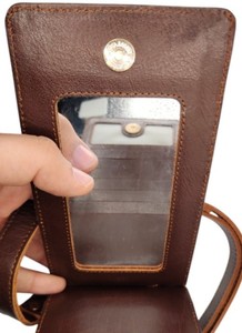 Portefeuille mobile pour femme en cuir véritable de haute qualité, porte-cartes personnalisé avec miroir, bandoulière, multifonctionnel - Product Image 3