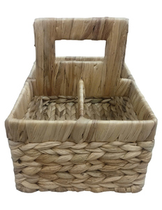 Water Hyacinth <b>Wicker</b> <b>Storage</b> <b>Basket</b> Rectangular Organizer Bin with Built In Handle for Bathroom Kitchen Living Room - Product Image 2