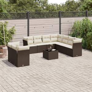 Conjunto de Sofás Grandes para Jardín en Ratán PE Marrón con Acero con Recubrimiento en Polvo, Muebles de Exterior Premium - Product Image 1