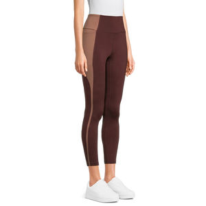 Leggings de yoga marron uni taille haute pour femme, respirants, séchage rapide, longueur intégrale, taille élastique, pantalon de sport et fitness - Product Image 3