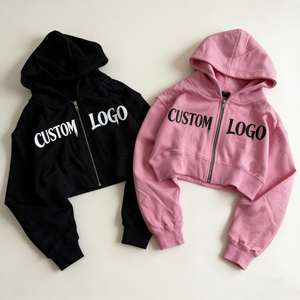 Clothing Manufacturer Premium Cotton Hoodies Men Custom Logo Hoodies Cropped Zip up Casual Streetwear Hoodies - Product Image 1