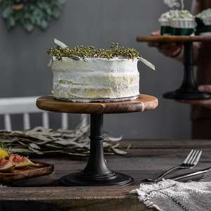 Soporte Moderno para Pasteles de Madera con Base de Hierro Vintage, Bandeja Decorativa para Cupcakes y Repostería para Hoteles, Restaurantes, Servicios de Catering y Decoración del Hogar - Product Image 1